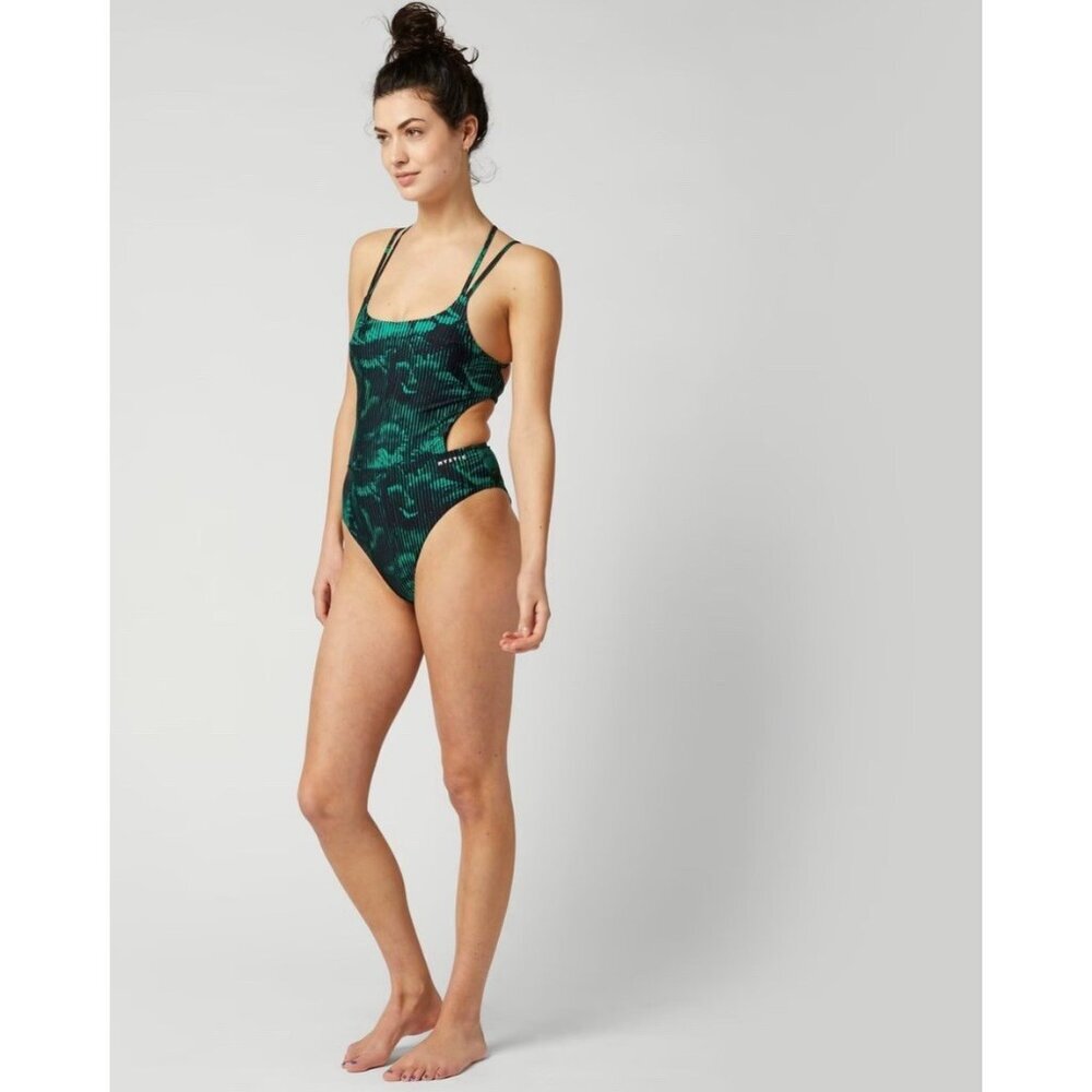 Mystic Jorun Cutout Swimsuit One Piece Women Women 38/8‎ Green Black Beach